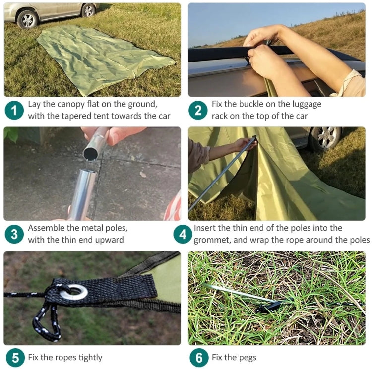 Vivolux | Outdoor-Picknick-Campingzelt An Der Seite Des Autos Regenfeste Markise 300x150cm (Dunkelgrau)