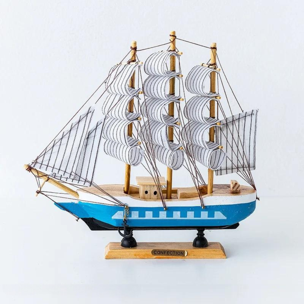 Vivolux | Royaleva Nordic Holz Segelboot Skulptur - LED beleuchtetes Dekorstück, batteriebetrieben