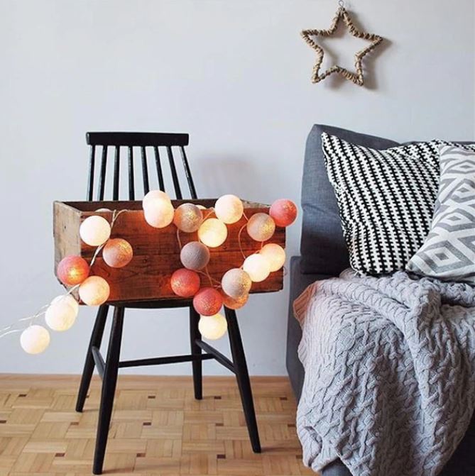 Vivolux | Royallure Baumwollballon-Lichterkette – Gemütliche Dekoration für Zuhause & Feiern