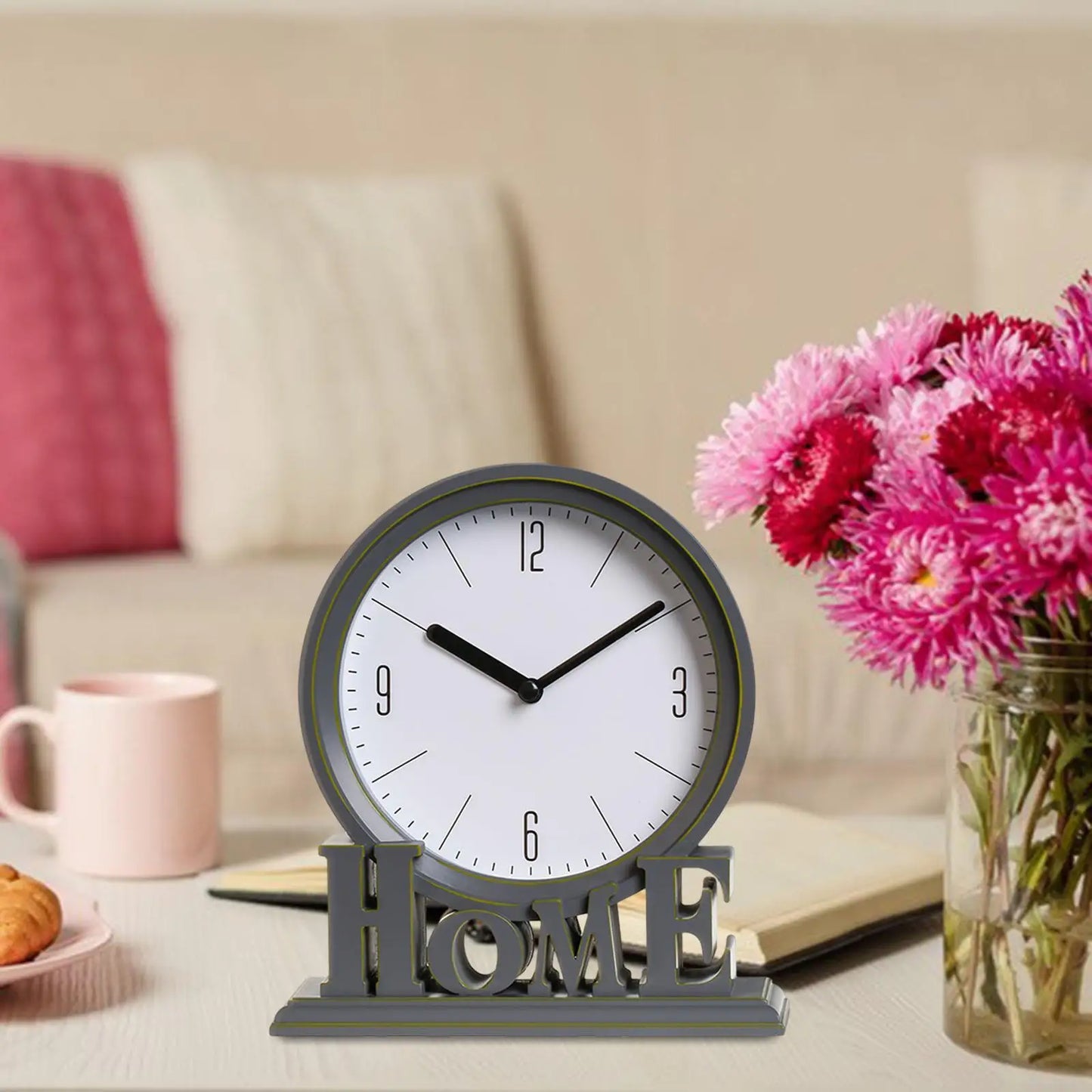 Vivolux | Vintage Schreibtischuhr – Stille Uhr – Zuhause – Tischuhr – Dekorativ – 18,5 x 6 x 20,6 cm
