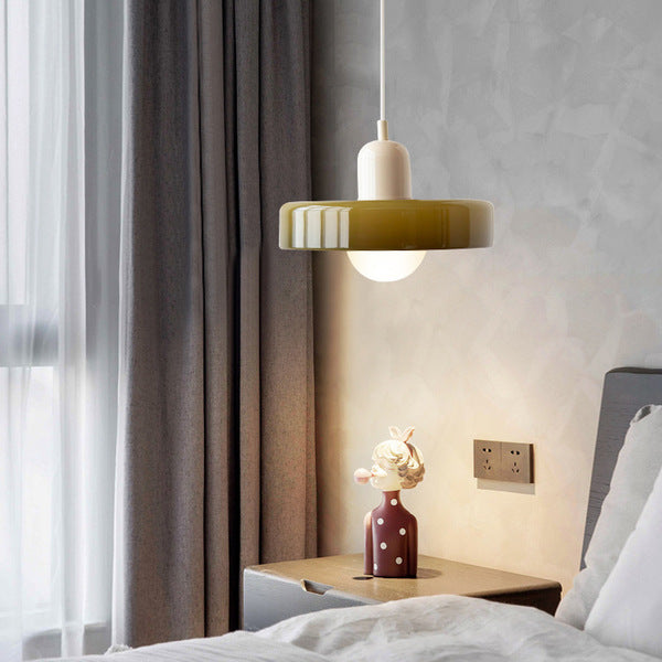 Vivolux | Pendelleuchte aus farbigem Glas | Elegante Hängeleuchte im Bauhaus-Stil | Designlampe für Wohnzimmer & Esszimmer