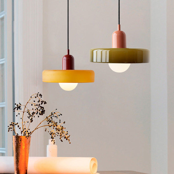 Vivolux | Pendelleuchte aus farbigem Glas | Elegante Hängeleuchte im Bauhaus-Stil | Designlampe für Wohnzimmer & Esszimmer