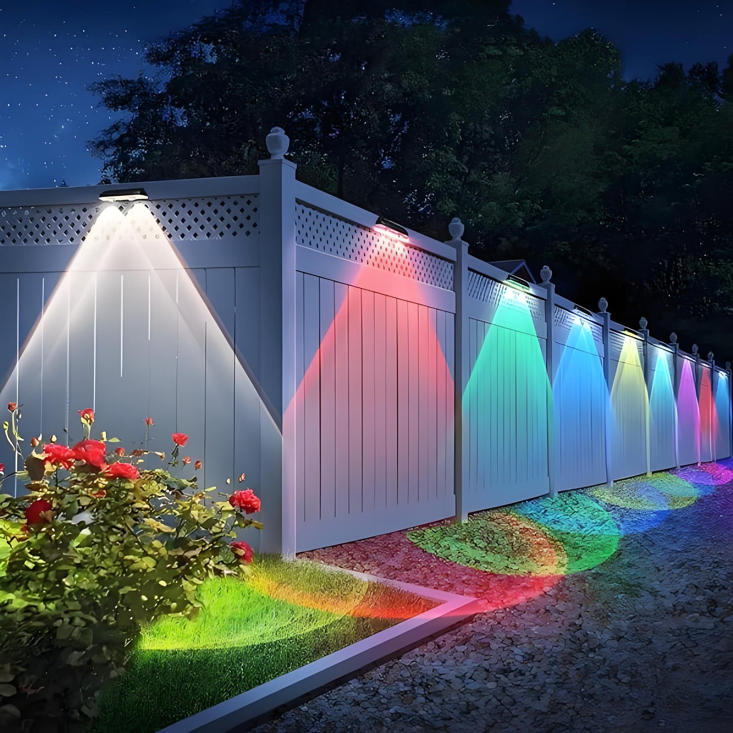 Vivolux | Solarzaunlichter Außen warmweiß & RGB wechselnde Solar Decklichter, LED Solarlichter für Außen Wand Geländer Terrasse Treppe Schritt Garten Hinterhof