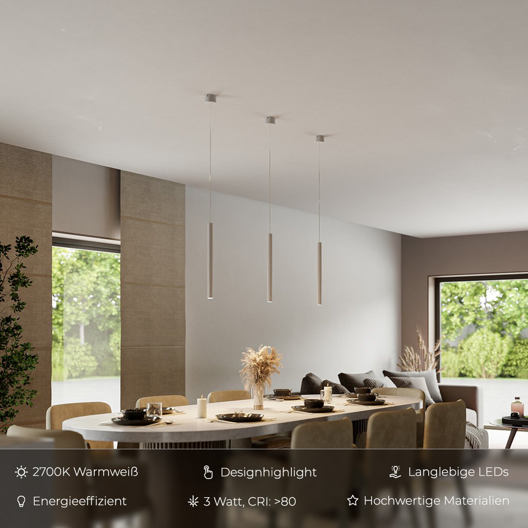 Vivolux | RayAura Minimalistische LED Pendelleuchte | Modernes Design | Elegante Deckenlampe für Wohnzimmer & Büro