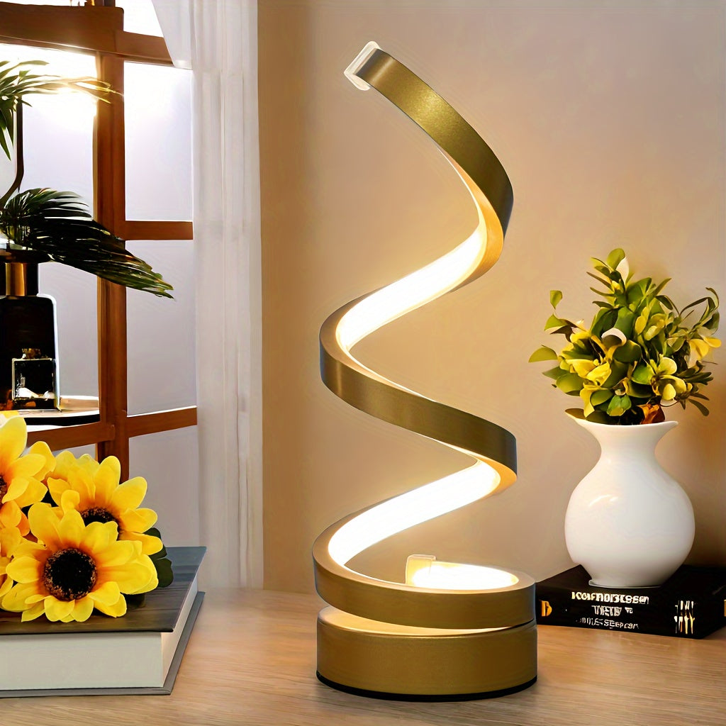 Vivolux | Moderne Spiral Tischlampe – Kreative LED Schreibtischlampe mit sanftem warmem Licht, perfekt für Schlafzimmer, Wohnzimmer und Studien Dekor
