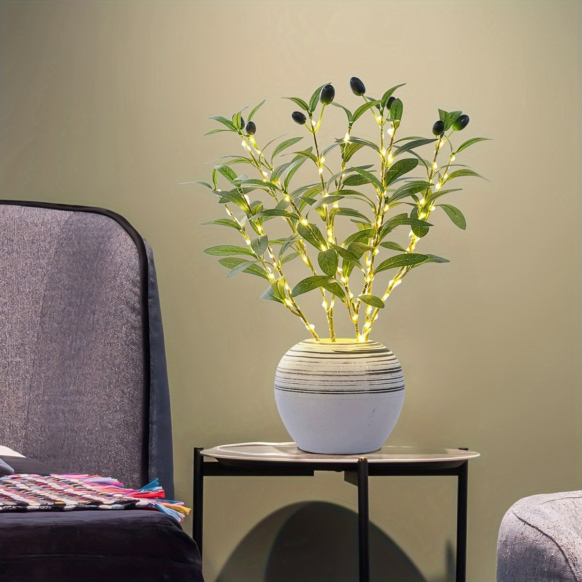 Vivolux | Beleuchteter Olivenbaum LED Lampe – Modernes Dekor für festliche Anlässe, Hochzeiten, Geburtstage und Partystimmung, ideal für Esstisch, Schrank oder Café-Dekor