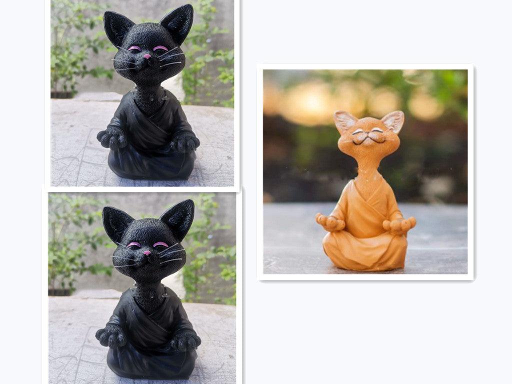 Vivolux | Verspielt Schwarze Buddha Katze Figur Meditation Yoga Sammlerstück Glückliche Katzen Dekor Zuhause Garten Dekoration Gartenornament