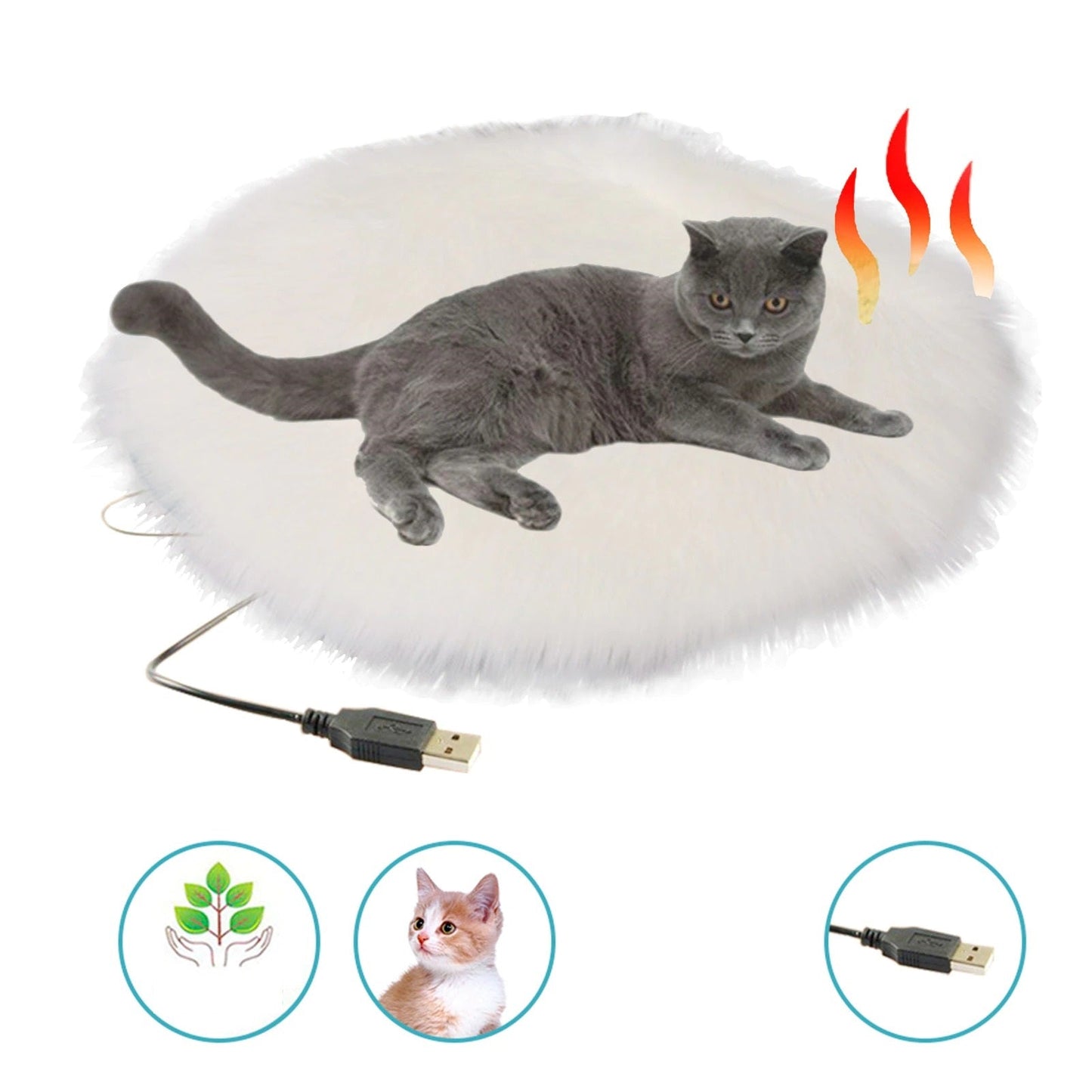 Vivolux | USB beheiztes Plüsch Katzenbett - Konstante Temperatur & Tragbares Winterkissen