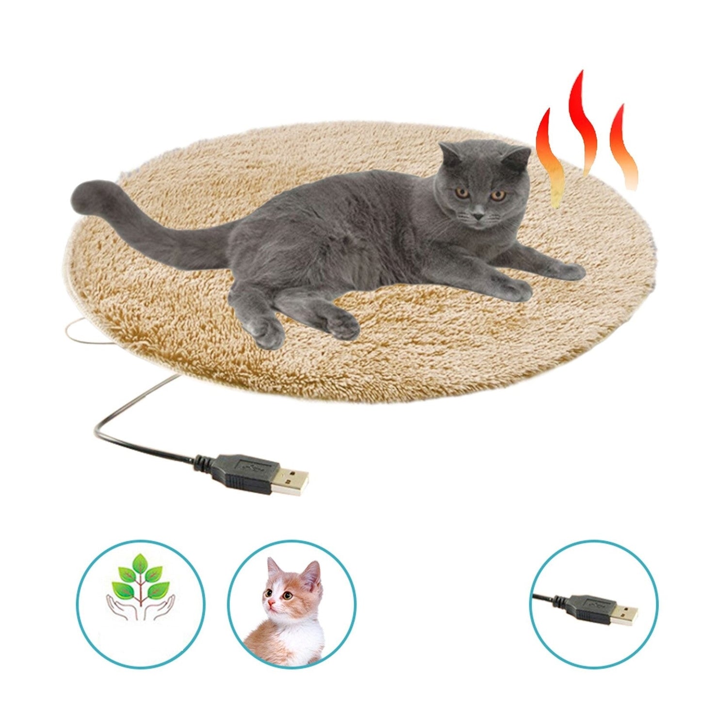 Vivolux | USB beheiztes Plüsch Katzenbett - Konstante Temperatur & Tragbares Winterkissen