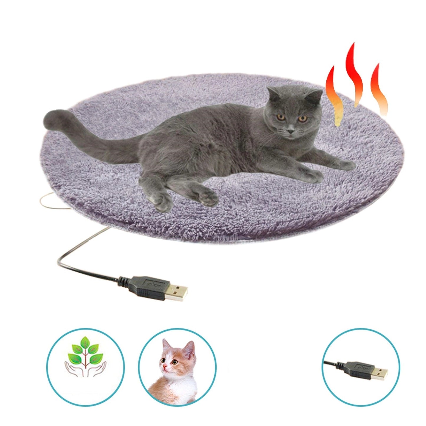 Vivolux | USB beheiztes Plüsch Katzenbett - Konstante Temperatur & Tragbares Winterkissen