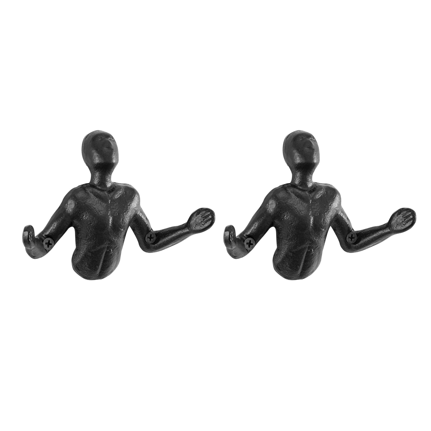 Vivolux | Vorspringende "Palms Up" Gusseisen dekorative schwarze Wandmontagehaken (Set von 2)