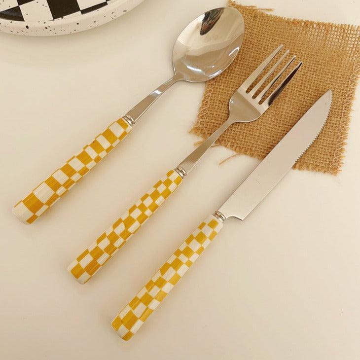 Vivolux | RetroChef – Stilvolles Edelstahl Besteck mit Schachbrettmuster