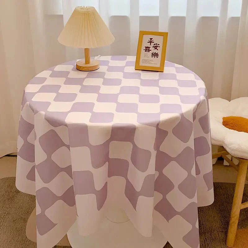 Vivolux | Kariertes Design Runde Baumwolltischdecke