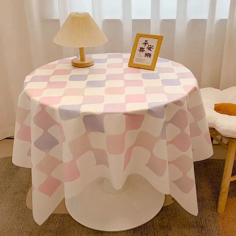 Vivolux | Kariertes Design Runde Baumwolltischdecke