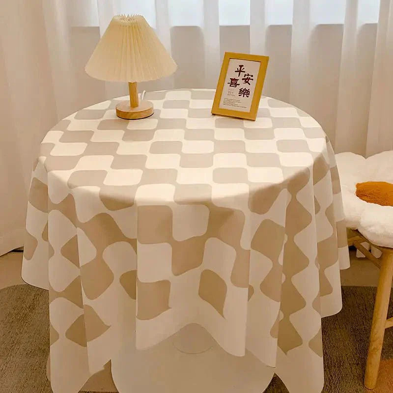 Vivolux | Kariertes Design Runde Baumwolltischdecke