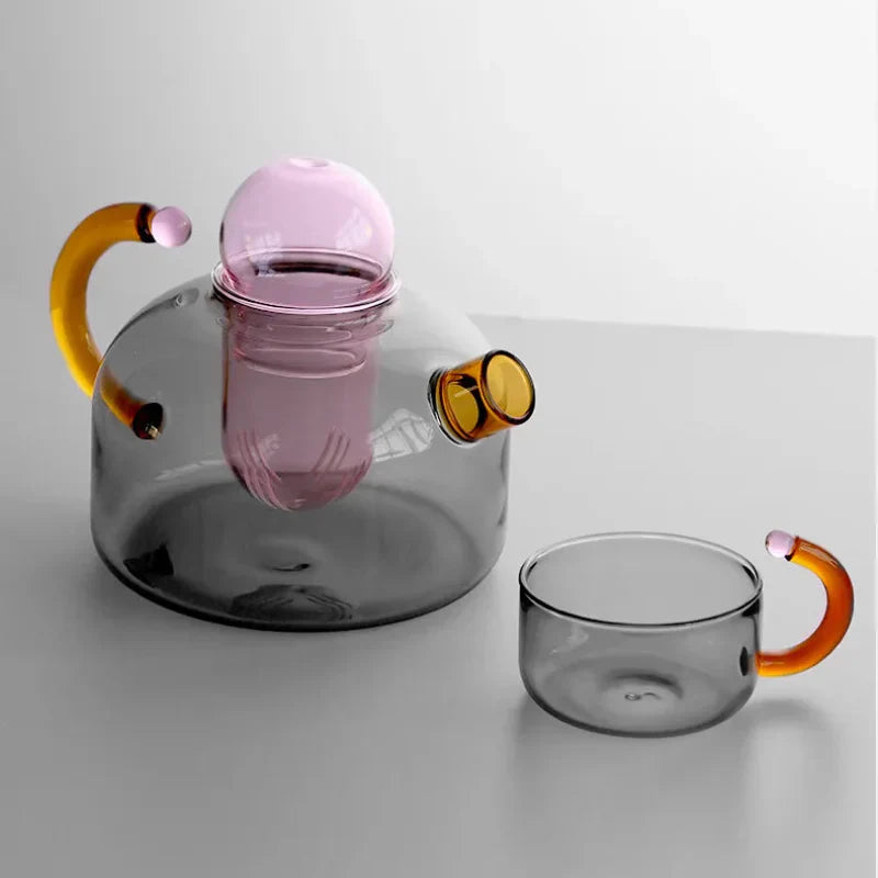 Vivolux | Farbe Bloom Glas Teekanne & Tassen Set
