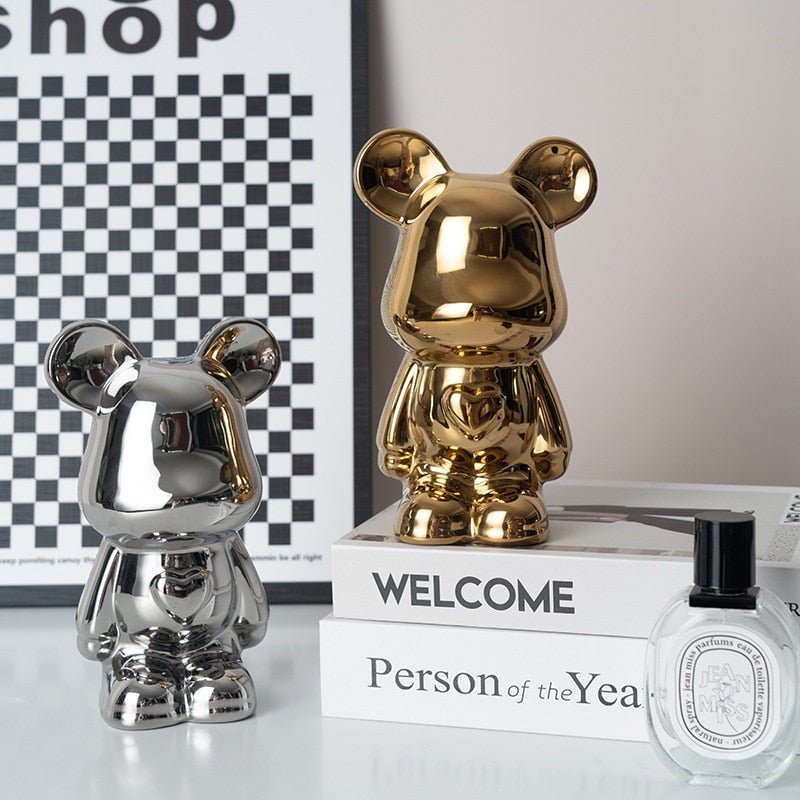 Vivolux | Bunte Keramikbären-Skulptur und Statue Sparschwein Schreibtischornament