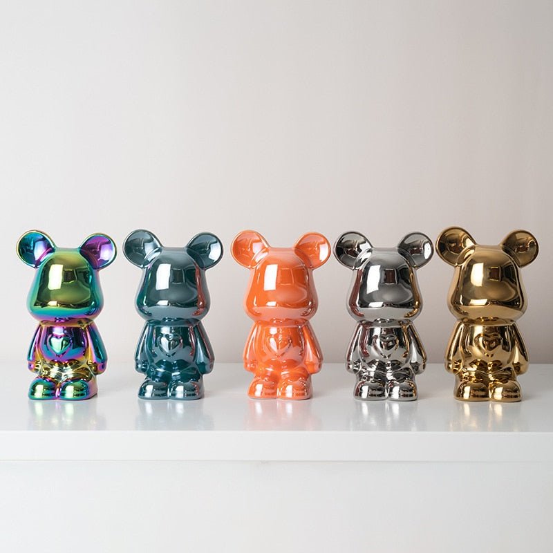 Vivolux | Bunte Keramikbären-Skulptur und Statue Sparschwein Schreibtischornament
