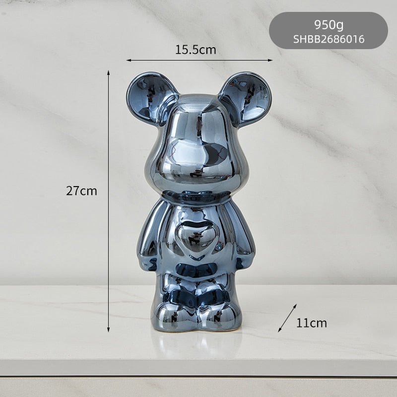 Vivolux | Bunte Keramikbären-Skulptur und Statue Sparschwein Schreibtischornament