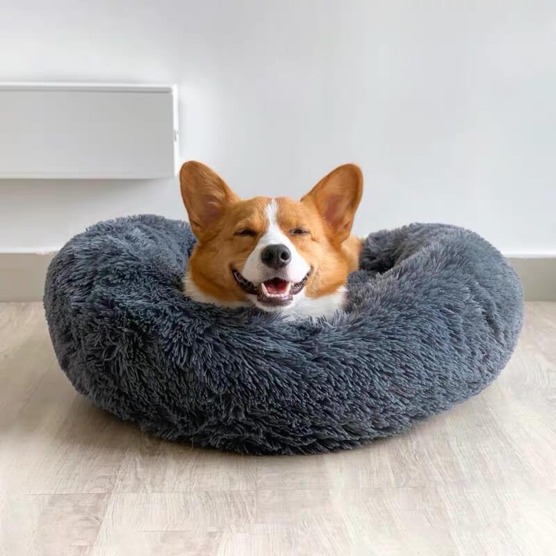 Vivolux | Runder Plüsch Beruhigender Donut Hundebett für kleine bis große Hunde