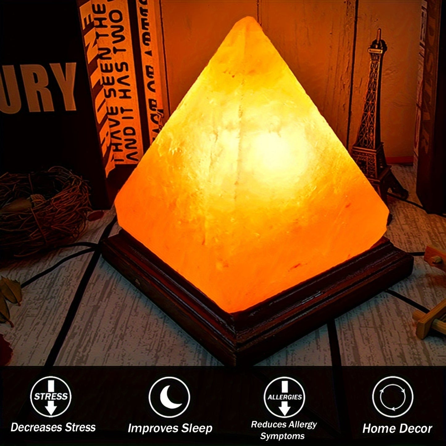 Vivolux | Salzlampe - Handgefertigte Himalaya-Salzlampe mit 8-Farben wechselndem LED, USB-betrieben