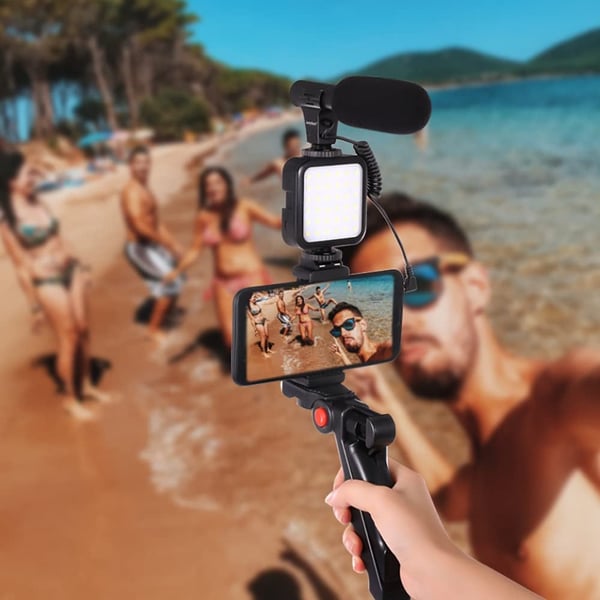 Vivolux | Professionelles Videomikrofon-Set mit Stativ und LED-Videoleuchte