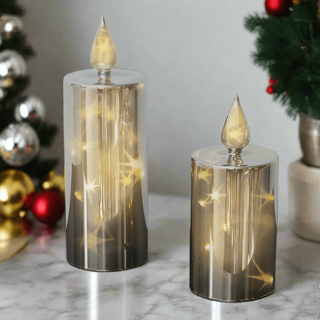Vivolux | LED Smoky 2tlg. Glas Kerzen Set