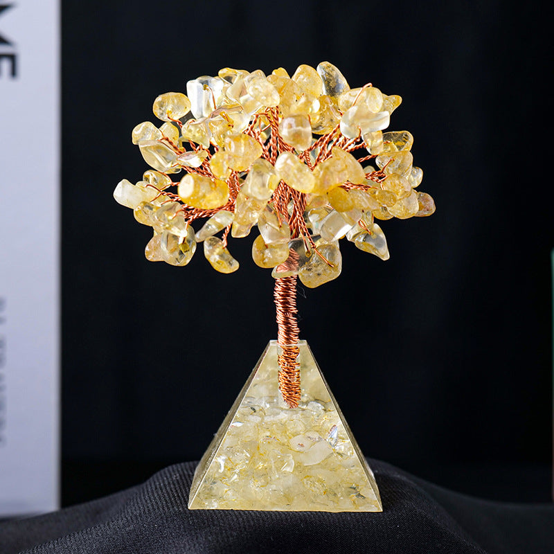 Vivolux | Naturstein Kies Pyramidensockel Feng Shui Baum