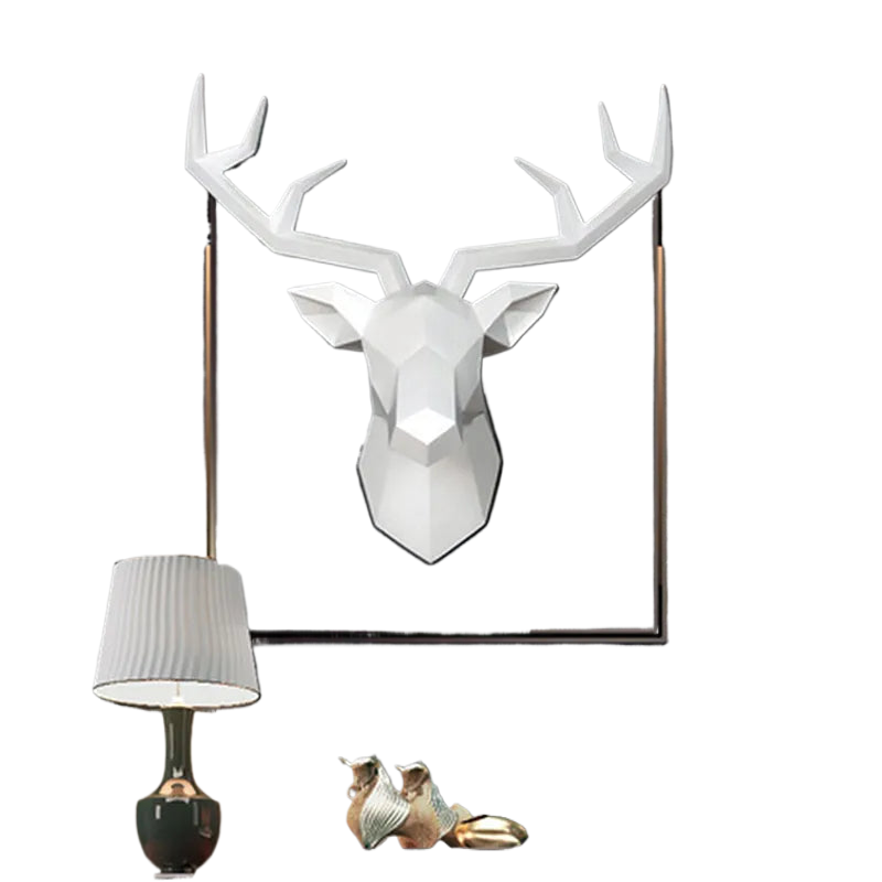 Vivolux | Hirschkopf Skulptur Tier Statue Figuren Wandbehang Kreatives Elch Kunst Geweih Statuette für Bürodeko Wandmontage