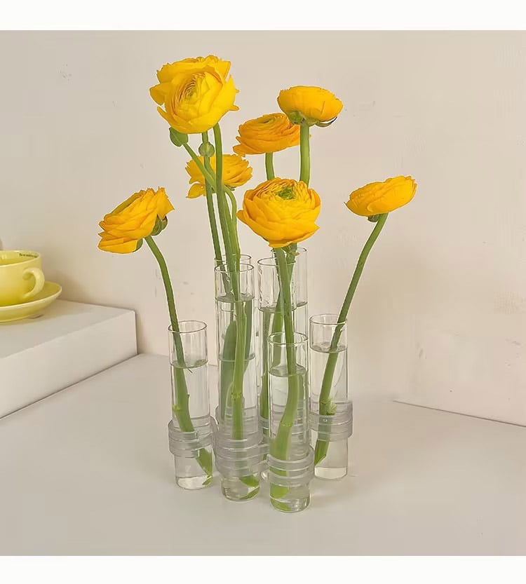 Vivolux | Flexibler Blumenvasen mit Scharnieren | Moderne Glasrohrvase