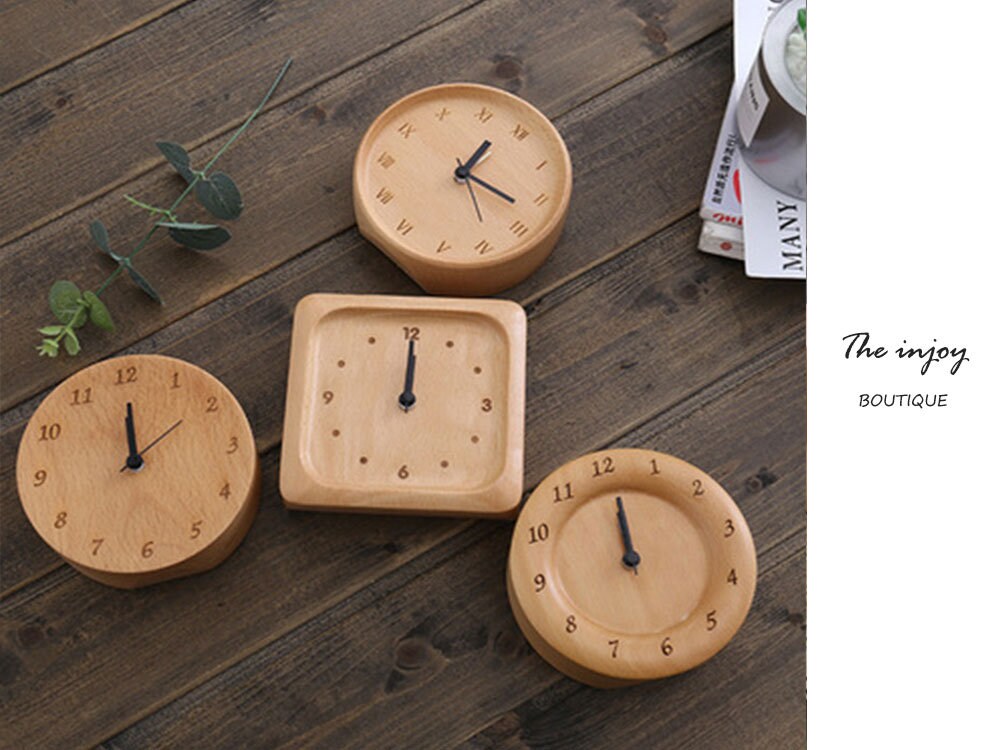 Vivolux | Buchenholz Wecker Klein, Kein Bildschirm Minimalistische Uhr Schreibtisch, Nachttisch Uhr, Geschenk für ihn