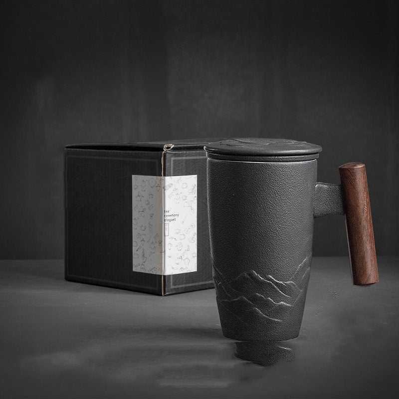 Vivolux | Große Tasse, Keramik-Teetasse mit Deckel. Große Teetasse mit Deckel