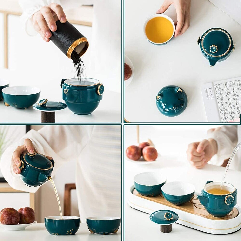 Vivolux | Keramik-Lucky-Cat-Kuai-Ke-Tasse – Porzellan-Teetasse mit Sieb, Filter und Deckel, tragbares Tee-/Kaffeetassen-Set für Büro, Reisen, Teegeschirr