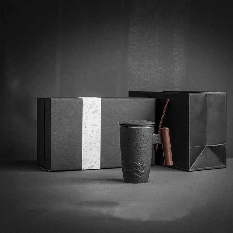 Vivolux | Große Tasse, Keramik-Teetasse mit Deckel. Große Teetasse mit Deckel