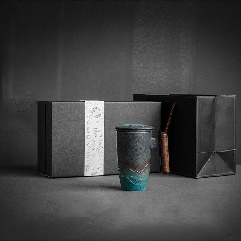 Vivolux | Große Tasse, Keramik-Teetasse mit Deckel. Große Teetasse mit Deckel