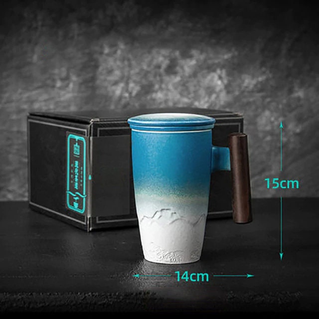 Vivolux | Große Tasse, Keramik-Teetasse mit Deckel. Große Teetasse mit Deckel