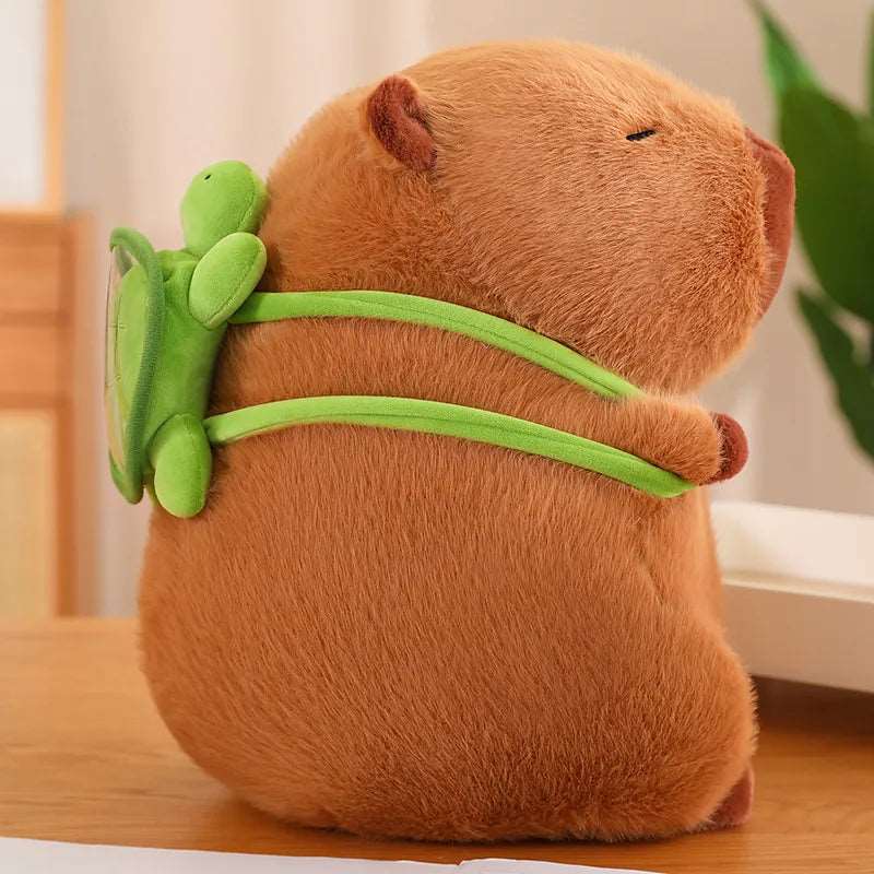 Vivolux | Süßer Capybara-Plüsch mit Schildkröten-Rucksack - CapyBuddy