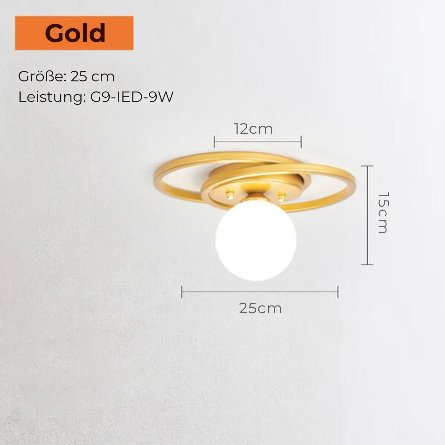 Vivolux | LumiNoble | Zeitlose Deckenleuchte mit goldenem LED-Kugeldesign