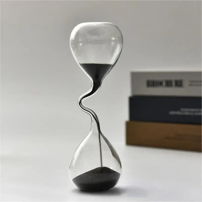 Vivolux | Kurvige schwarze Sanduhr | Glas