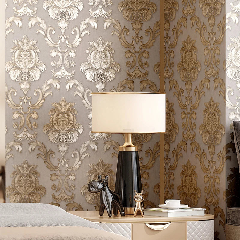 Vivolux | Gold texturiert Luxus Klassisch 3D Damast Tapete Dekor