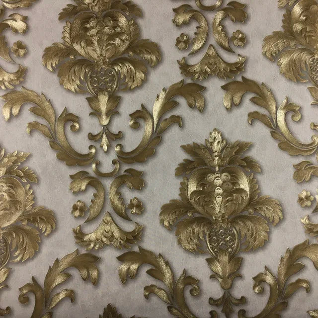 Vivolux | Gold texturiert Luxus Klassisch 3D Damast Tapete Dekor