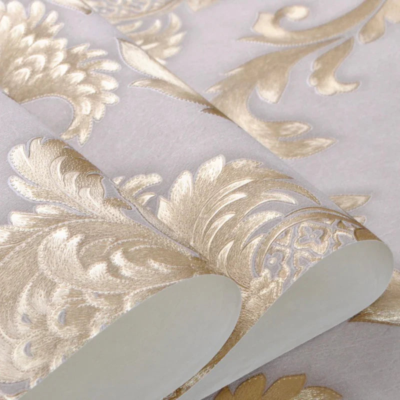 Vivolux | Gold texturiert Luxus Klassisch 3D Damast Tapete Dekor