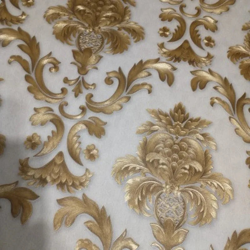 Vivolux | Gold texturiert Luxus Klassisch 3D Damast Tapete Dekor