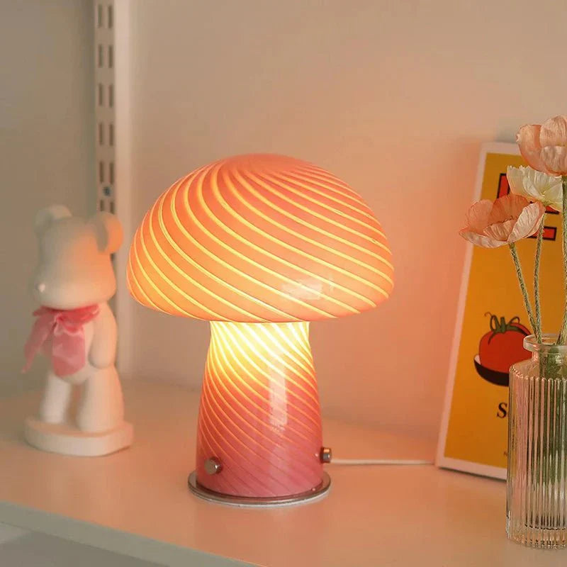 Vivolux | Pastellfarbene Glas-Pilz-Tischlampe