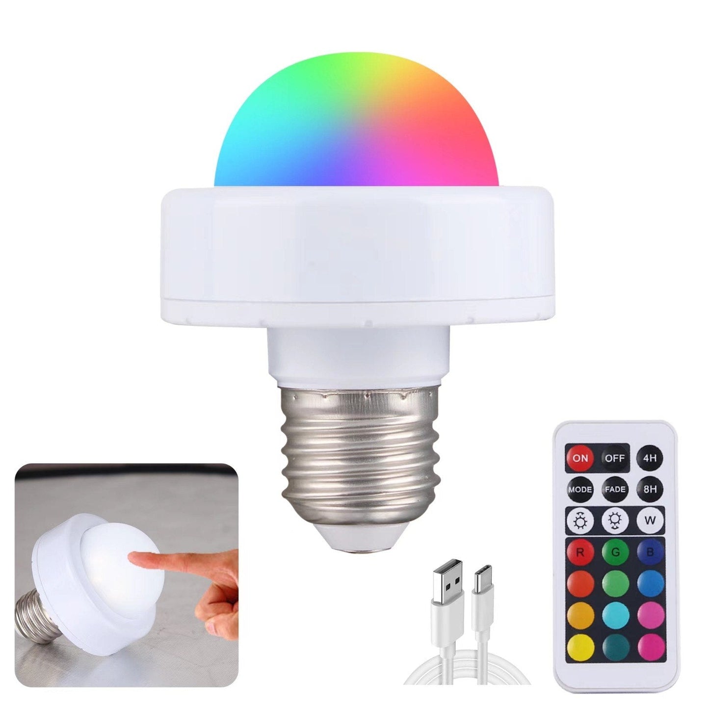 Vivolux | RoyaleGlow wiederaufladbare LED-Glühbirne - Fernbedienung, berührungsgesteuert, Mehrfarben