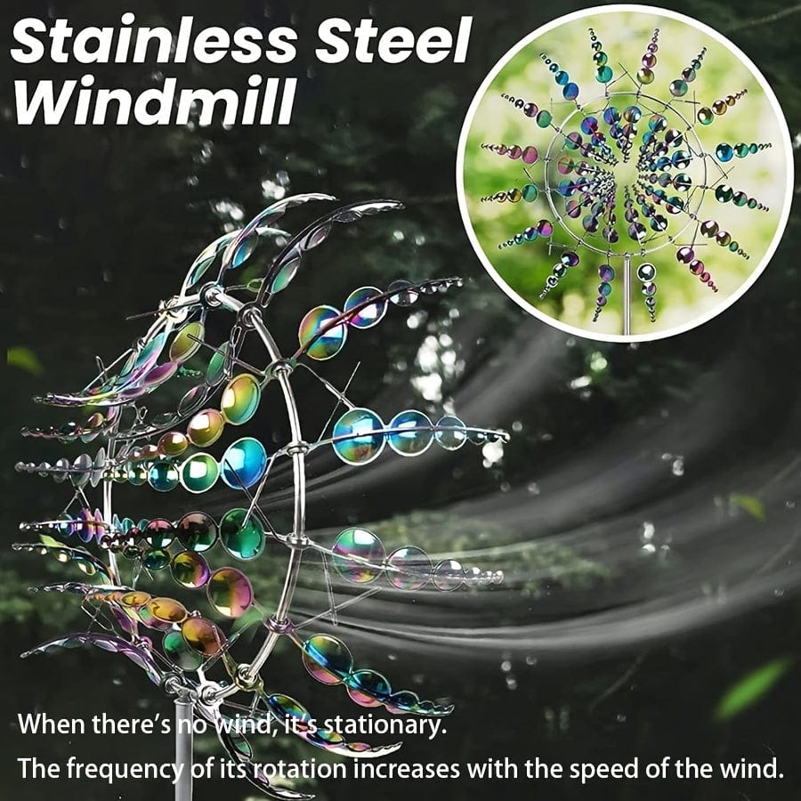 Vivolux | 1 Stück Magischer Metall-Windmühle, 3D Metall Outdoor Windspiel für Hof und Garten, Einzigartige Metall kinetische Winds skulpturen & Windspiel, Windfänger Metall Outdoor Rasen Terrasse Dekoration Wind skulptur