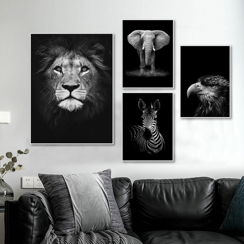 Vivolux | Natur Wildtiere Afrika Wildtiere Schwarz Weiß - Leinwand Wandkunst Malerei
