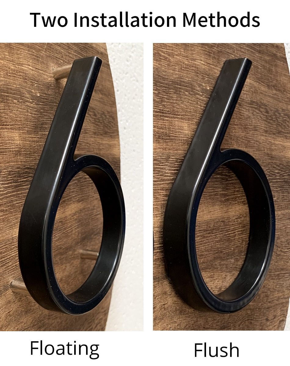 Vivolux | Royelux Moderne Hausnummern - Rostfreies Zinklegierung, Schwarze Oberfläche, 5" Hoch