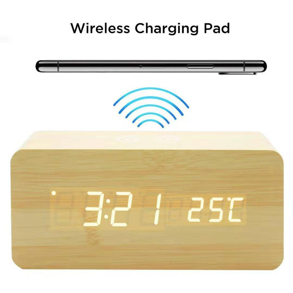 Vivolux | Moderner Holz-Wireless-Lade-Wecker