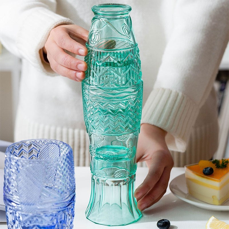 Vivolux | Farbiges Glasbecher-Set in Koi-Fischform - Schlussverkauf